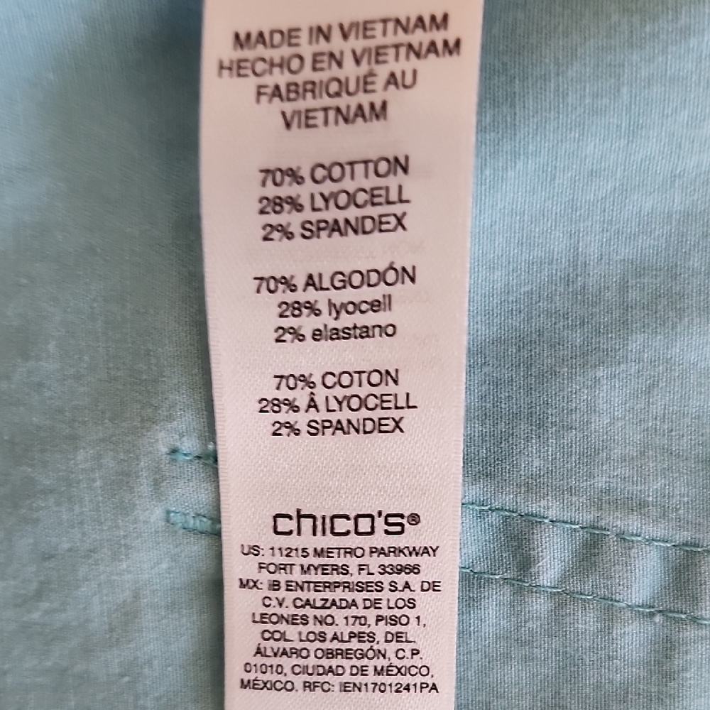 Chico's Cargo Style Straight Leg Pants Light Aqua - Picture 5 of 6